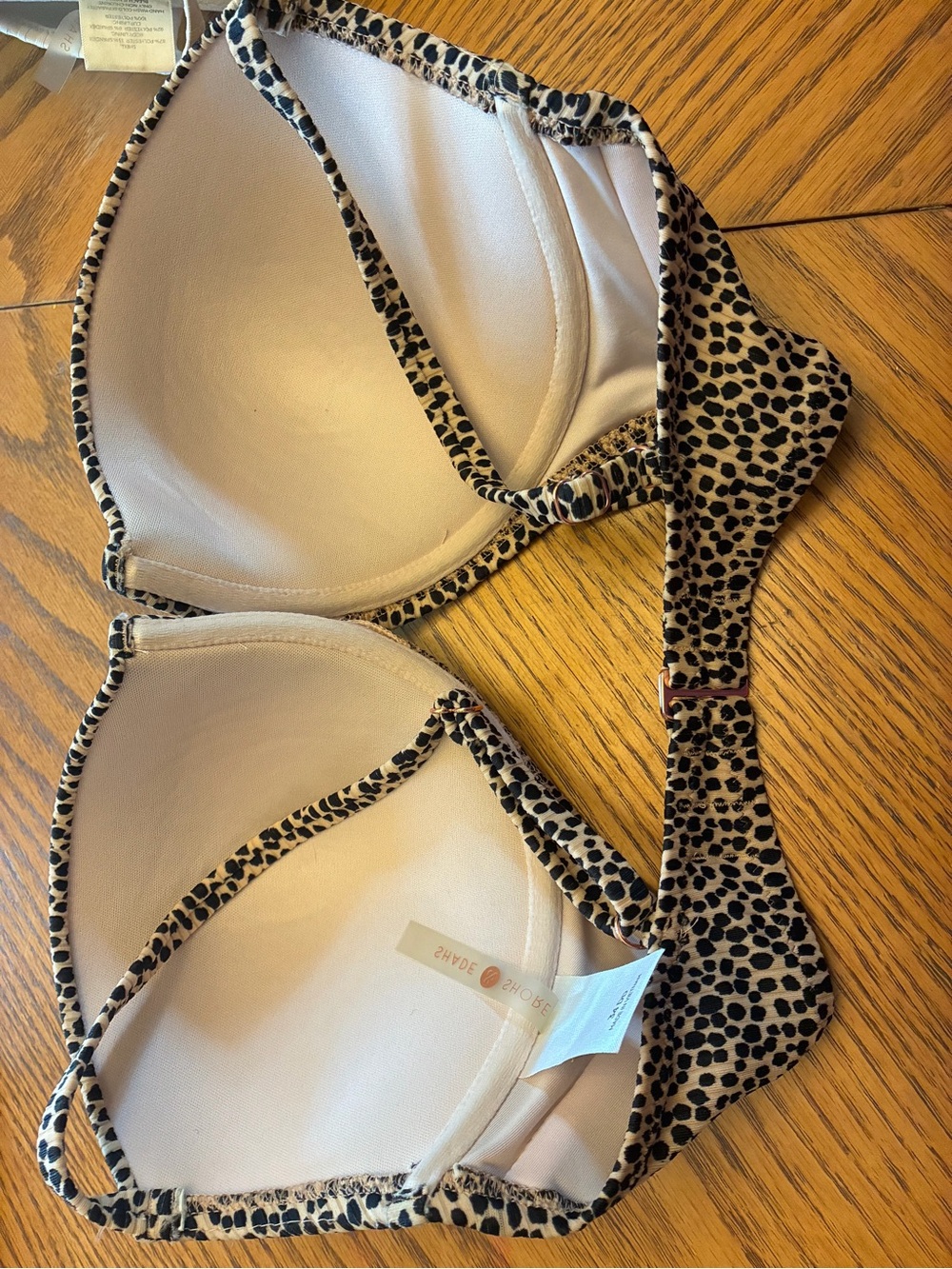 Shade & Shore Leopard-Print bathing suit top 34 dd in Cream and Black 2 for 1 - Picture 4 of 7